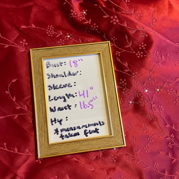 Embroidered Beaded Satin Dress 13 burgundy red underlay spaghetti strap Y2K - Picture 2 of 15